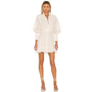 Shona Joy Penelope White Balloon Sleeve Mini Dress Cotton Women’s 4